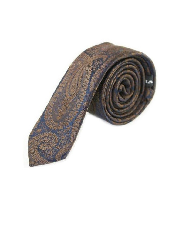 Corbata raya ancha azul marron